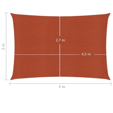 Pânză parasolar, cărămiziu, 3x5 m, 160 g/m² , HDPE - Img 5
