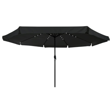 Parasol de grădină cu lumini LED ø395x245 cm, Negru - Img 3