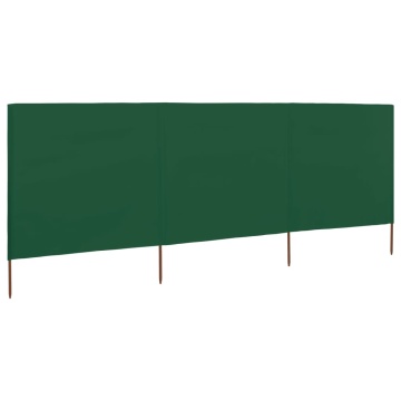 Paravan anti-vânt cu 3 panouri, verde, 400x120 cm, textil - Img 1