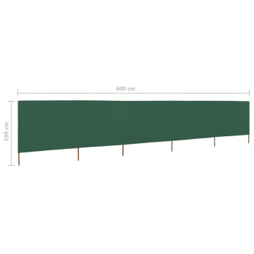 Paravan anti-vânt cu 5 panouri, verde, 600 x 160 cm, textil - Img 5