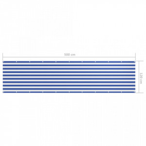 Paravan de balcon, alb/albastru, 120 x 500 cm, țesătură oxford - Img 5