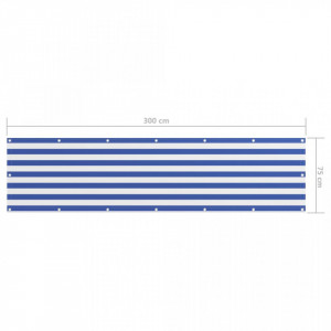 Paravan de balcon, alb și albastru, 75 x 300 cm țesătură oxford - Img 5