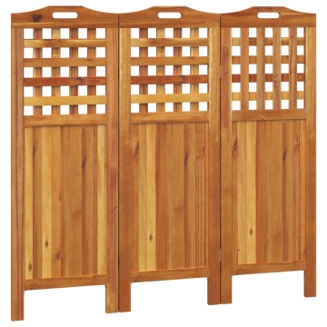 Paravan de cameră 3 panouri 121,5x2x115 cm lemn masiv de acacia - Img 2