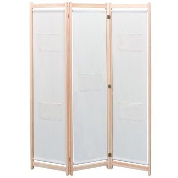 Paravan de cameră cu 3 panouri, crem, 120x170x4 cm, textil - Img 1