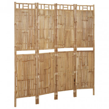Paravan de cameră cu 4 panouri, 160 x 180 cm, bambus - Img 2
