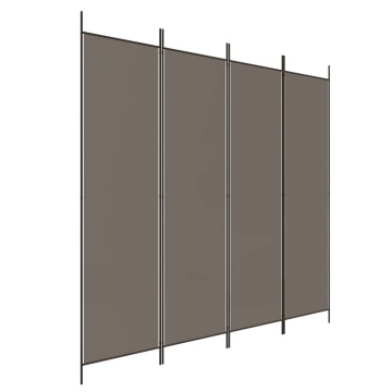 Paravan de cameră cu 4 panouri, antracit, 200x200 cm, textil - Img 2