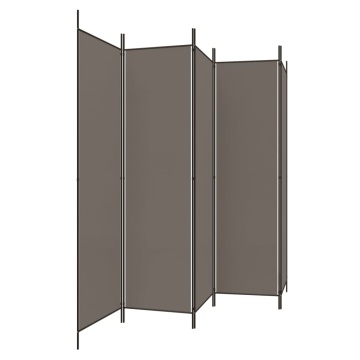 Paravan de cameră cu 5 panouri, antracit, 250 x 220 cm, textil - Img 4