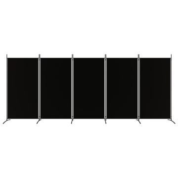 Paravan de cameră cu 5 panouri, negru, 433x180 cm, textil - Img 3