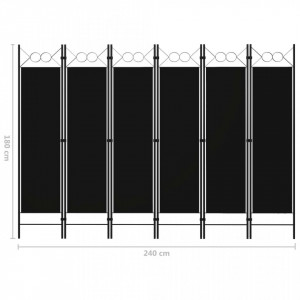 Paravan de cameră cu 6 panouri, negru, 240 x 180 cm - Img 5