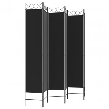 Paravan de cameră cu 6 panouri, negru, 240x220 cm, textil - Img 8