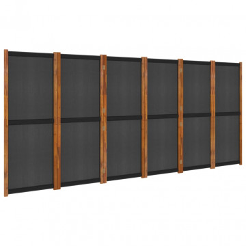 Paravan de cameră cu 6 panouri, negru, 420x180 cm - Img 2