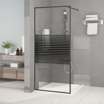 Paravan de duș walk-in negru 90x195 cm sticlă ESG transparentă - Img 1