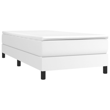 Pat box spring cu saltea, alb, 90x200 cm, piele ecologică - Img 3