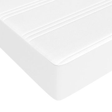 Pat box spring cu saltea, alb, 90x200 cm, piele ecologică - Img 7