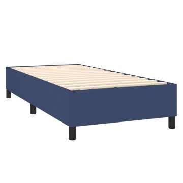 Pat box spring cu saltea, albastru, 90x200 cm, textil - Img 4