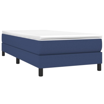 Pat box spring cu saltea, albastru, 90x200 cm, textil - Img 3