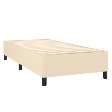 Pat box spring cu saltea, crem, 90x200 cm, textil - Img 4