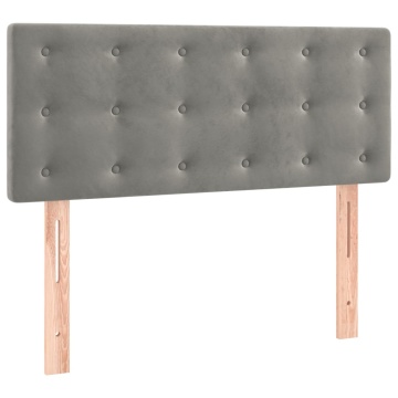 Pat box spring cu saltea, gri deschis, 100x200 cm, catifea - Img 5