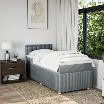 Pat box spring cu saltea, gri deschis, 100x200 cm, textil - Img 3
