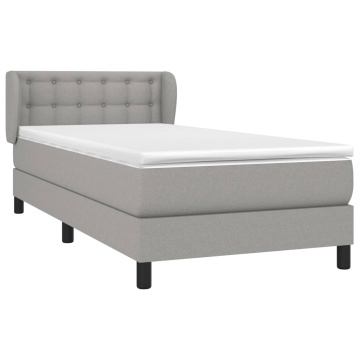 Pat box spring cu saltea, gri deschis, 100x200 cm, textil - Img 3