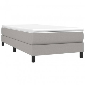 Pat box spring cu saltea, gri deschis, 100x200 cm, textil - Img 3