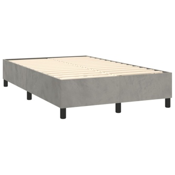 Pat box spring cu saltea, gri deschis, 120x200 cm, catifea - Img 4