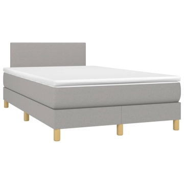 Pat box spring cu saltea, gri deschis, 120x200 cm, textil - Img 3