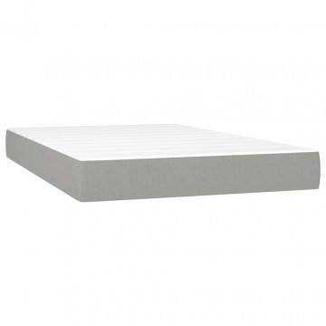 Pat box spring cu saltea, gri deschis, 120x200 cm, textil - Img 6