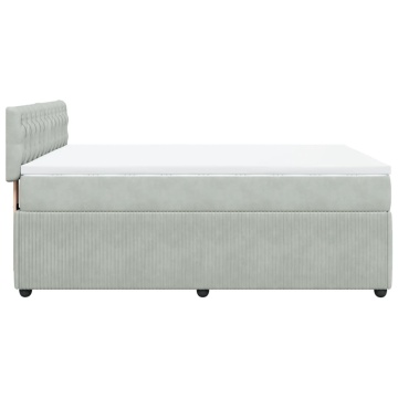 Pat box spring cu saltea, gri deschis, 140x200 cm, catifea - Img 6
