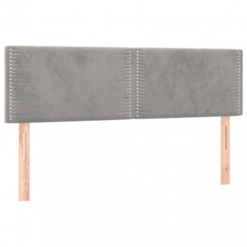Pat box spring cu saltea, gri deschis, 140x200 cm, catifea - Img 5
