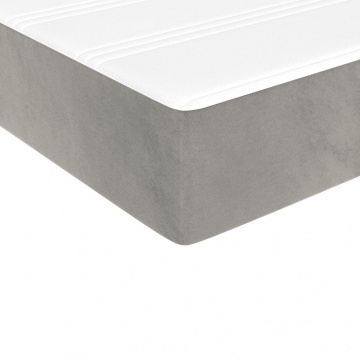Pat box spring cu saltea, gri deschis, 140x200 cm, catifea - Img 7