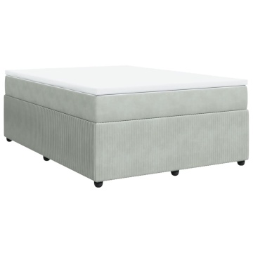 Pat box spring cu saltea, gri deschis, 160x200 cm, catifea - Img 2
