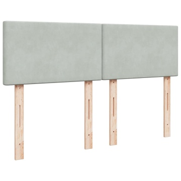 Pat box spring cu saltea, gri deschis, 160x200 cm, catifea - Img 8