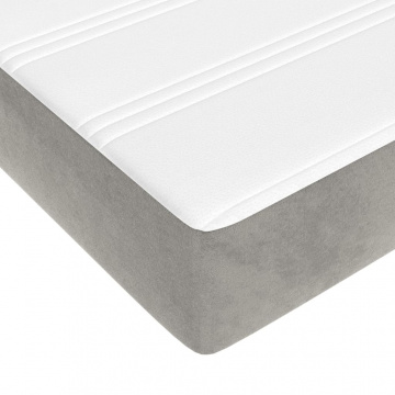 Pat box spring cu saltea, gri deschis, 160x200 cm, catifea - Img 7