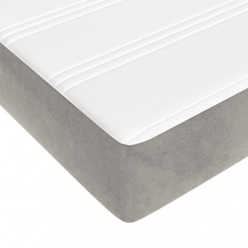 Pat box spring cu saltea, gri deschis, 180x200 cm, catifea - Img 7