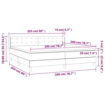 Pat box spring cu saltea, gri deschis, 200x200 cm, catifea - Img 6