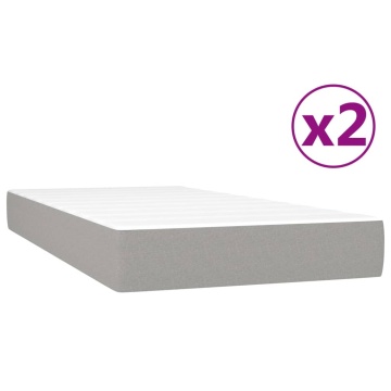 Pat box spring cu saltea, gri deschis, 200x200 cm, textil - Img 4