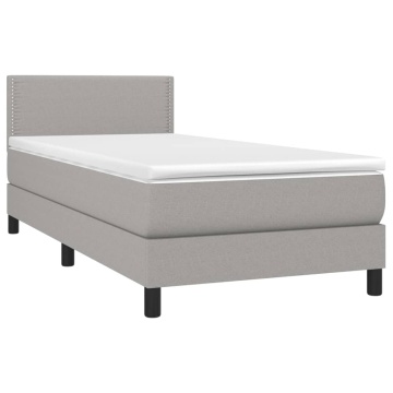 Pat box spring cu saltea, gri deschis, 80x200 cm, textil - Img 3