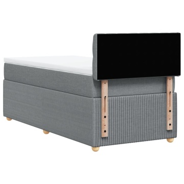 Pat box spring cu saltea, gri deschis, 90x190 cm, textil - Img 7