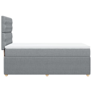Pat box spring cu saltea, gri deschis, 90x190 cm, textil - Img 6
