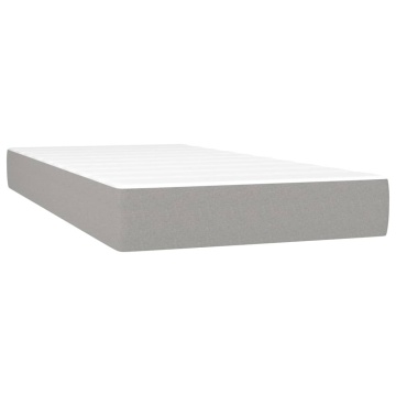 Pat box spring cu saltea, gri deschis, 90x190 cm, textil - Img 7