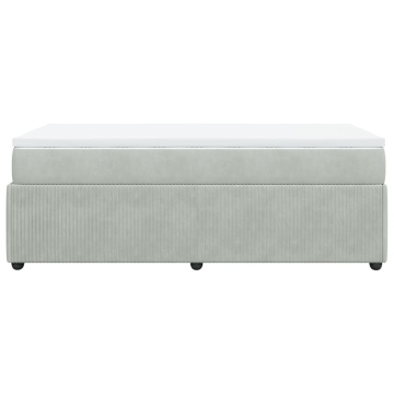 Pat box spring cu saltea, gri deschis, 90x200 cm, catifea - Img 7