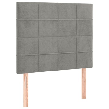 Pat box spring cu saltea, gri deschis, 90x200 cm, catifea - Img 5