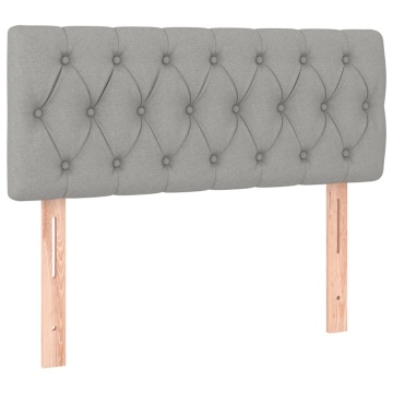 Pat box spring cu saltea, gri deschis, 90x200 cm, textil - Img 5