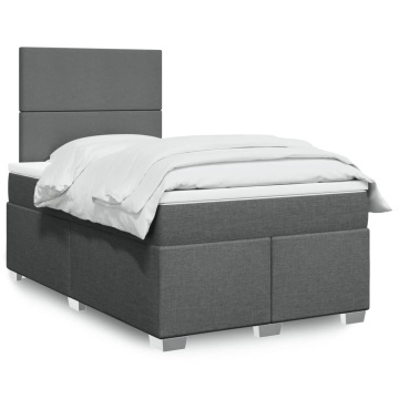 Pat box spring cu saltea, gri închis, 120x190 cm, textil - Img 1