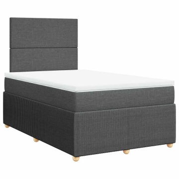Pat box spring cu saltea, gri închis, 120x190 cm, textil - Img 2