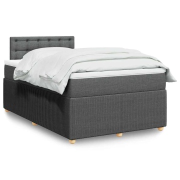 Pat box spring cu saltea, gri închis, 120x190 cm, textil - Img 1