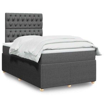 Pat box spring cu saltea, gri închis, 120x190 cm, textil - Img 1