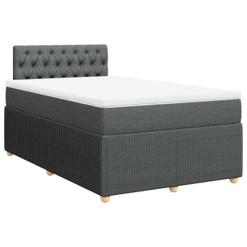 Pat box spring cu saltea, gri închis, 120x190 cm, textil - Img 2