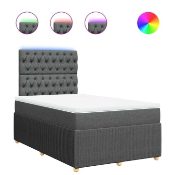 Pat box spring cu saltea, gri închis, 120x190 cm, textil - Img 2